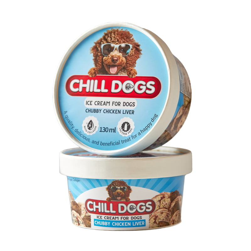 Chill Dogs Chubby Chicken Liver Box 4 Cups x 130ml Ice Cream for Dogs